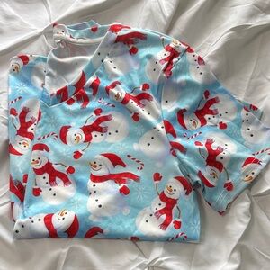 Snowman Print scrub top small
